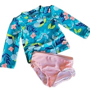 Baby girls floral 2 piece bathing suit